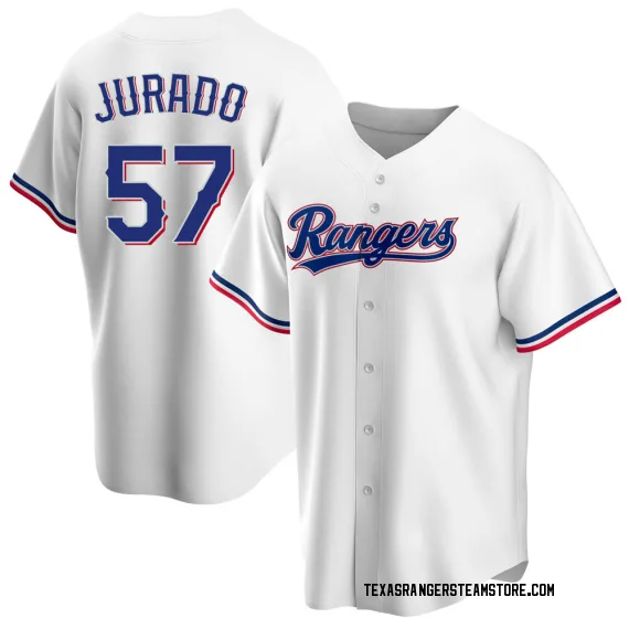 Texas Rangers Ariel Jurado Official White Authentic Youth Majestic Cool  Base Home Player MLB Jersey S,M,L,XL,XXL,XXXL,XXXXL