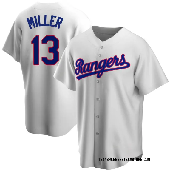 Texas Rangers Brad Miller White Replica Men's Home Cooperstown Collection  Player Jersey S,M,L,XL,XXL,XXXL,XXXXL