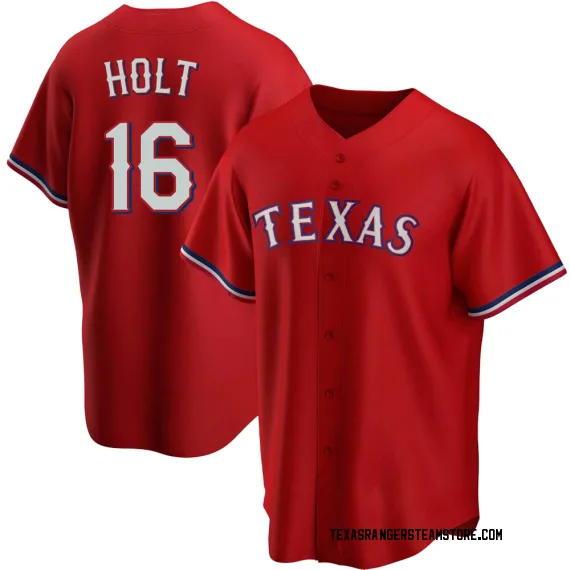Texas Rangers Brock Holt Red Replica Men's Alternate Player Jersey  S,M,L,XL,XXL,XXXL,XXXXL