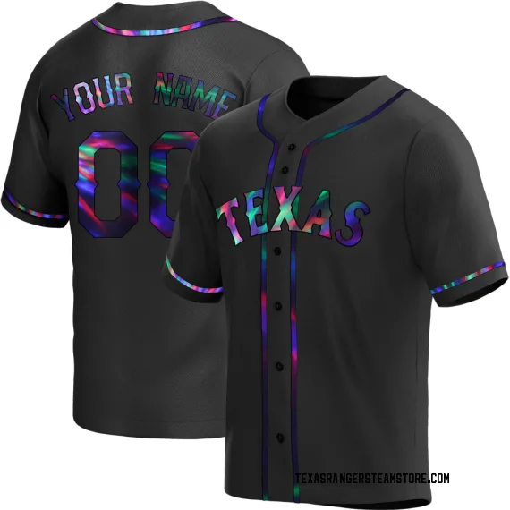 Texas Rangers Custom Black Holographic Replica Men's Alternate Player Jersey  S,M,L,XL,XXL,XXXL,XXXXL