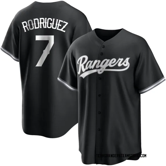 Texas Rangers Ivan Rodriguez White Replica Men's Black/ Player Jersey  S,M,L,XL,XXL,XXXL,XXXXL