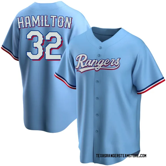 Hamilton #32 OFFICIAL Texas Rangers Jersey Youth Size Large L (14-16)  BUTTON