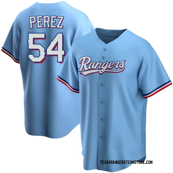 Texas Rangers Martin Perez Light Blue Replica Men's Alternate Player Jersey  S,M,L,XL,XXL,XXXL,XXXXL