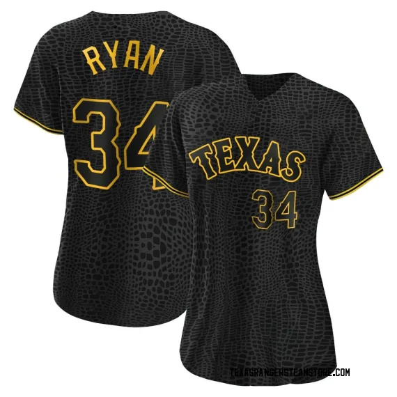 Texas Rangers Nolan Ryan Black Replica Women's Snake Skin City Player Jersey  S,M,L,XL,XXL,XXXL,XXXXL
