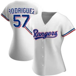 Texas Rangers Yerry Rodriguez White Replica Youth Home Cooperstown
