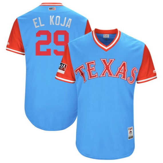 Texas Rangers Adrian Beltre Official Light Blue Authentic Men's Majestic  EL KOJA /Red 2018 Players' Weekend Flex Base Player MLB Jersey  S,M,L,XL,XXL,XXXL,XXXXL