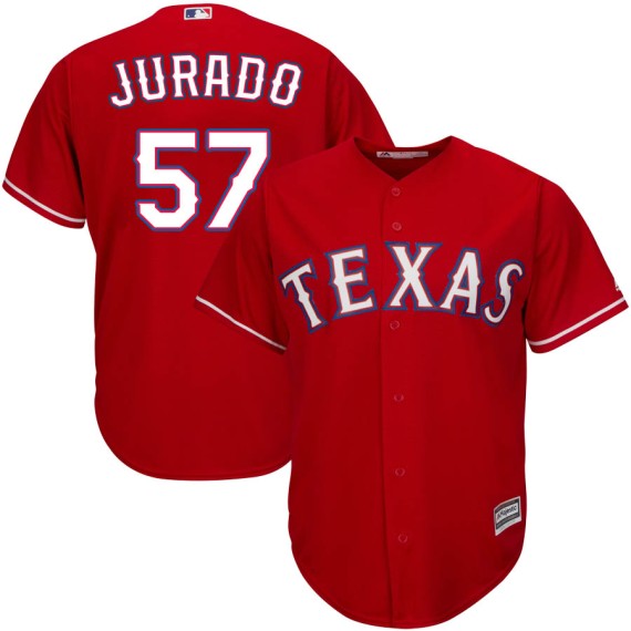 Texas Rangers Ariel Jurado Official Red Replica Youth Majestic Cool Base  Alternate Player MLB Jersey S,M,L,XL,XXL,XXXL,XXXXL