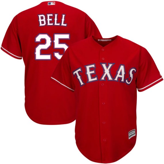 Texas Rangers Buddy Bell Official Red Authentic Men's Majestic Cool Base  Alternate Player MLB Jersey S,M,L,XL,XXL,XXXL,XXXXL
