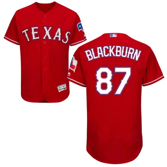 Texas Rangers Clayton Blackburn Official Black Authentic Men's Majestic  Flex Base Red Alternate Collection Player MLB Jersey S,M,L,XL,XXL,XXXL,XXXXL