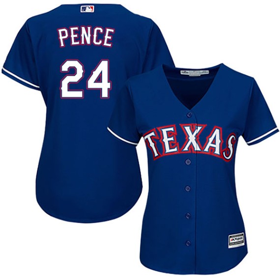 Texas Rangers Hunter Pence Official Royal Blue Authentic Women's Majestic  Cool Base Alternate Player MLB Jersey S,M,L,XL,XXL,XXXL,XXXXL