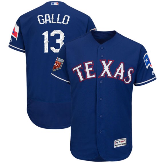 Men's Texas Rangers Joey Gallo Majestic Royal Official Name & Number Player  T-Shirt