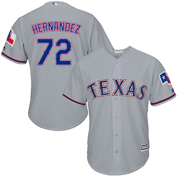 Texas Rangers Jonathan Hernandez Official Gray Replica Youth Majestic Cool  Base Road Player MLB Jersey S,M,L,XL,XXL,XXXL,XXXXL