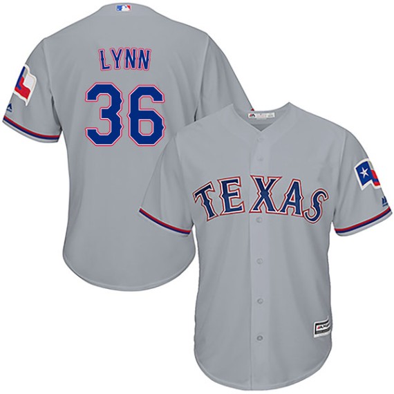 Texas Rangers Lance Lynn Official Gray Authentic Youth Majestic Cool Base  Road Player MLB Jersey S,M,L,XL,XXL,XXXL,XXXXL