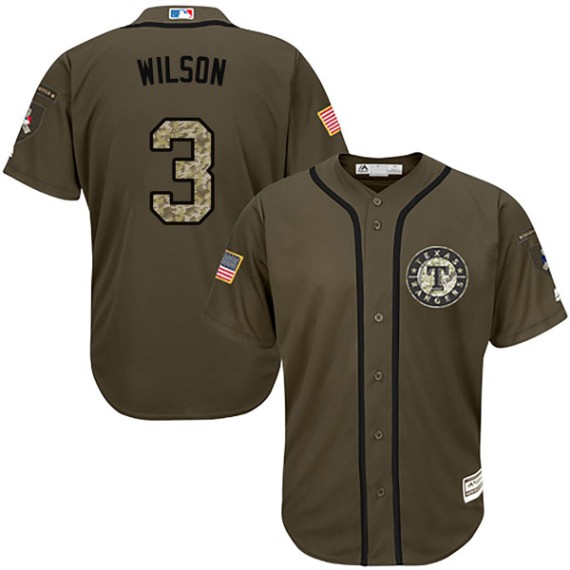 Texas Rangers Russell Wilson Official Green Authentic Youth Majestic Salute  to Service Player MLB Jersey S,M,L,XL,XXL,XXXL,XXXXL