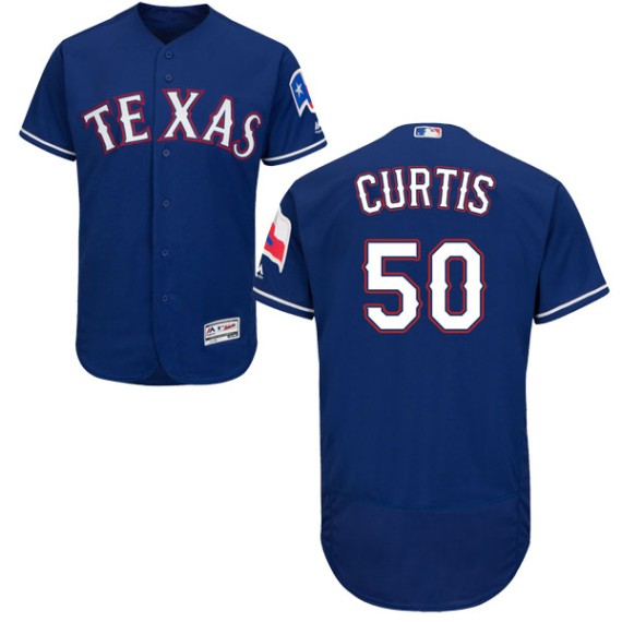 Texas Rangers Zac Curtis Official Royal Authentic Men's Majestic Flex